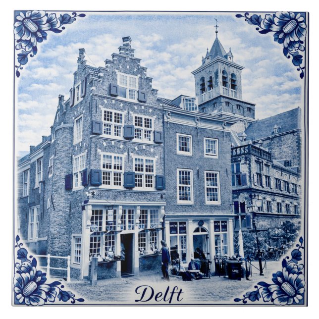 Delft houses Delft Blue style ceramic tile (Frente)