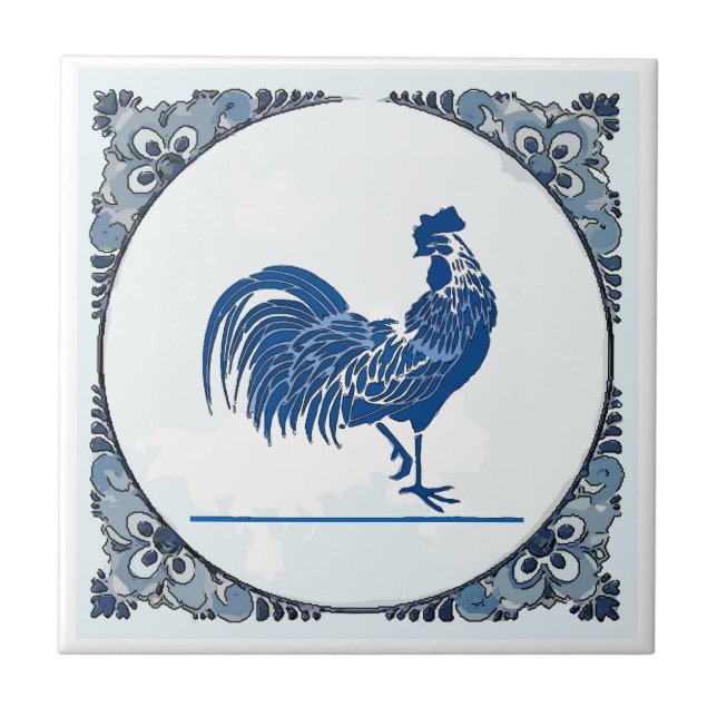 Delft look Rooster, change image,  Ceramic Tile (Frente)