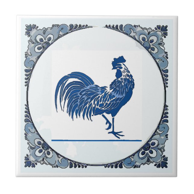 Delft look Rooster, mudança de imagem, Azulejo cer (Frente)
