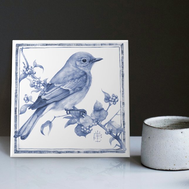 Delft Mountain Bluebird Art Nouveau Primavera Bird (Criador carregado)