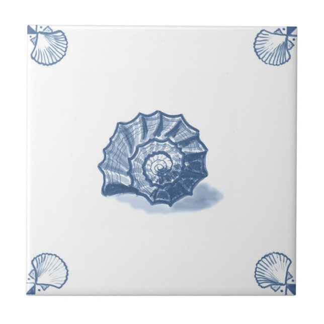 Delft Shell espiral telha com cantos de Shell (Frente)