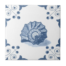 Delft Shell espiral telha com cantos do rolo