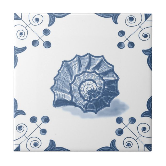 Delft Shell espiral telha com cantos do rolo (Frente)