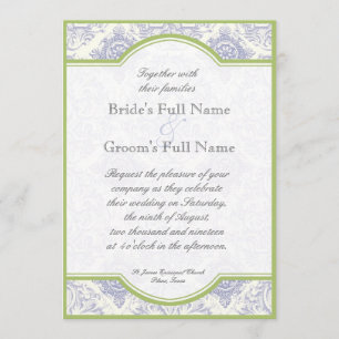 Delft Toile azul Quatrefoil - convite do casamento