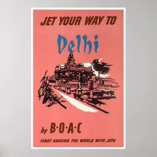 Delhi Impressão Índia Arte BOAC Cartaz de Viagem I