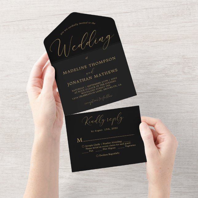 Delicado Casamento Dourado de Caligrafia Mínima Pr (Aba destacável)