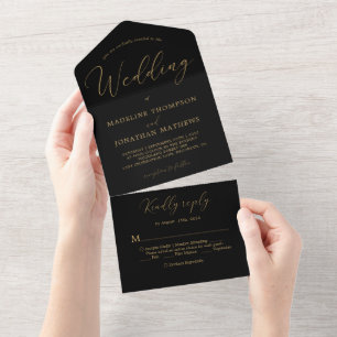 Delicado Casamento Dourado de Caligrafia Mínima Pr