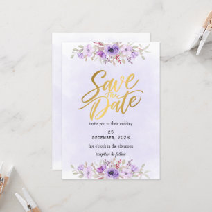 Delicado Convite de Noivado Floral Roxo para Salva