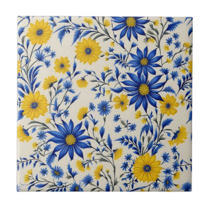 Delicado Floral Cornflower E Flores Amarelas