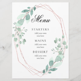 delicado quadro verde menu casamento