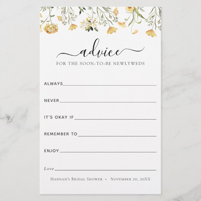 Delicar Advertência Amarelo à Flor Selvagem para N (Frente)