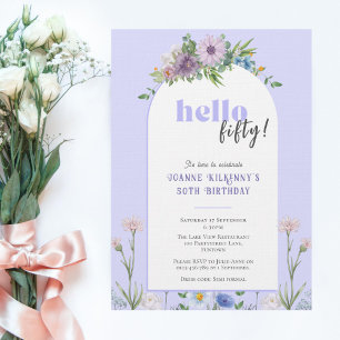 Delicar Florals lavanda 50º Convite de Aniversário