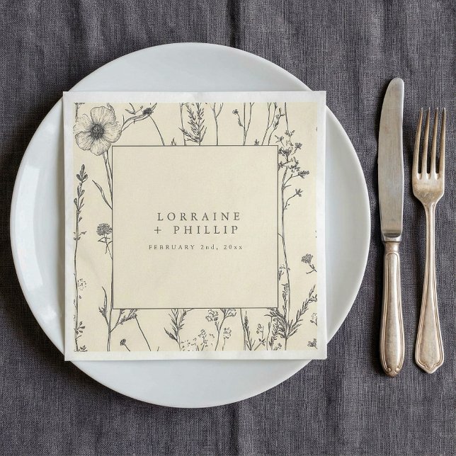 Delicar guardanapo de casamento de flores silvestr (Delicate wild flowers wedding napkin.)