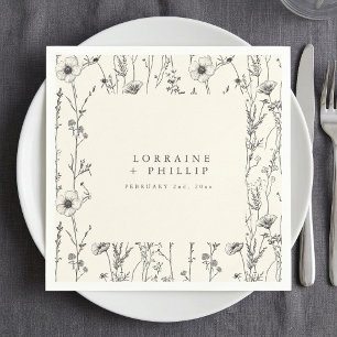 Delicar guardanapo de casamento de flores silvestr