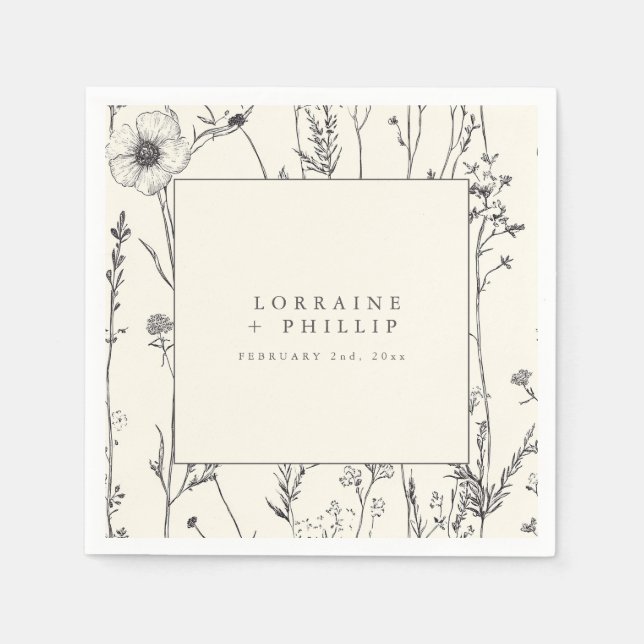 Delicar guardanapo de casamento de flores silvestr (Frente)