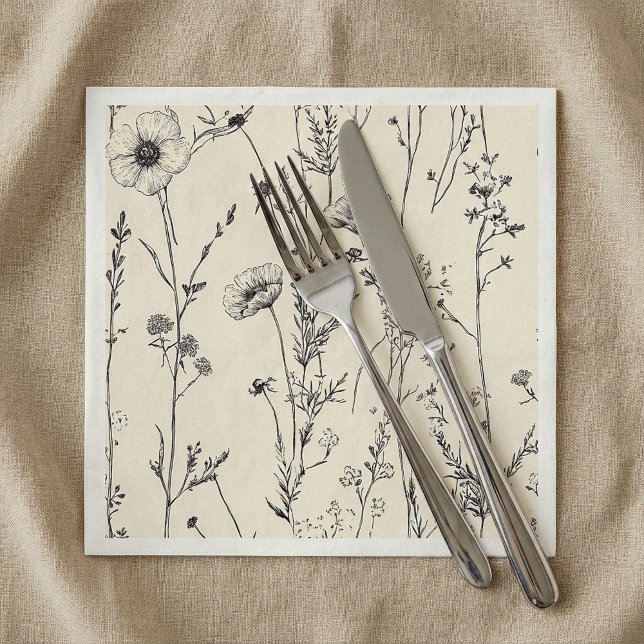 Delicar guardanapo de flores silvestres (Delicate wild flowers napkin.)
