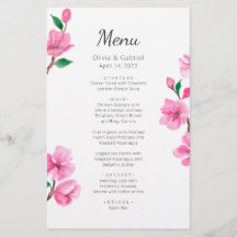 Delicar o Flor de Cereja. Menu de casamento da pri