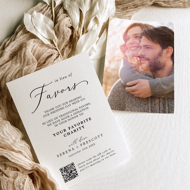 Delicar Preto e Branco Em Vez De Cartão De Favor (Delicate Black and White In Lieu Of Favors Card)