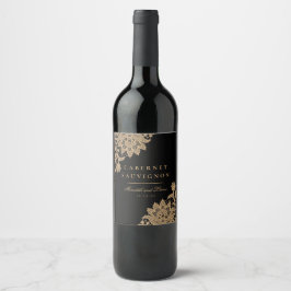 Delicar Rótulo de Vinho Preto e Dourado de Rama