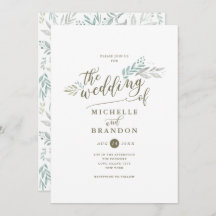 Delicar Script Greenery | Convite Para Casamento