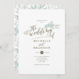 Delicar Script Greenery | Convite Para Casamento
