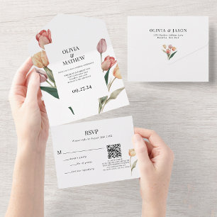 Delicar Tulip Watercolor Casamento QR Code Rsvp