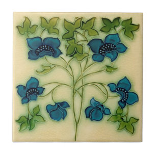 Delicate Art Nouveau Pilkington Blue Floral Repro