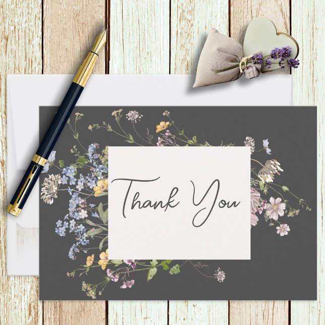 Delicate Boho Wildflorescimento Cartões de agradec (Criador carregado)