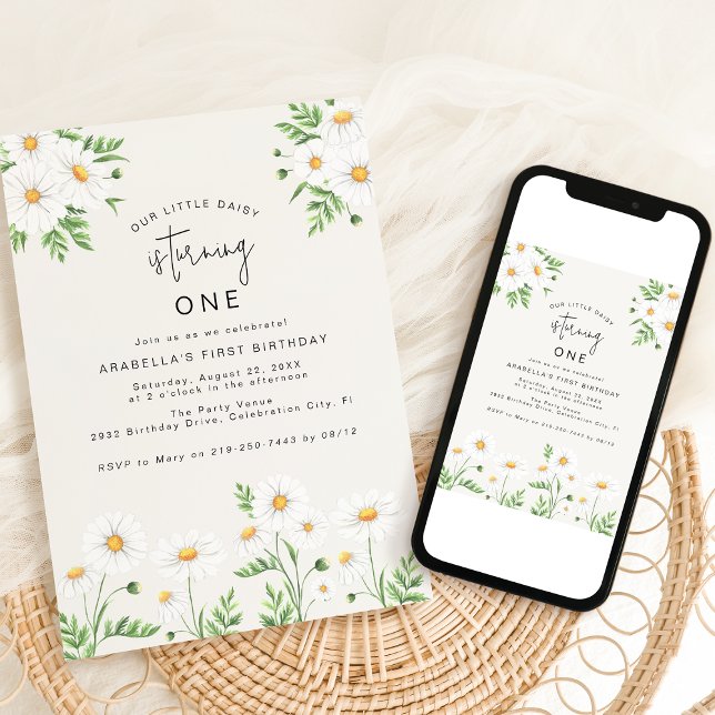 Delicate Daisies | CONVITE DE FESTAS ANIVERSÁRIO D (Criador carregado)