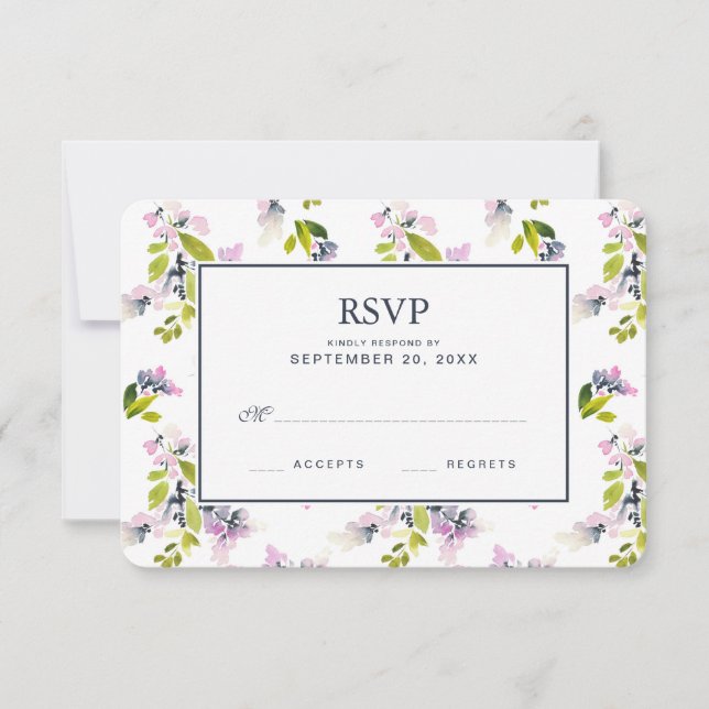 Delicate Floral Watercolor - RSVP de Casamento (Frente)