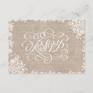 Delicate Lace Burlap Rustic Weding RSVP