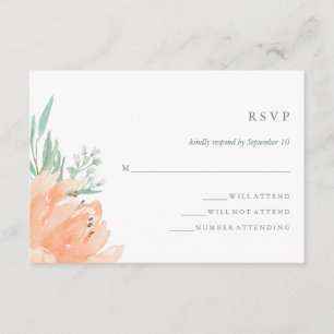 Delicate Peach Floral e Eucalyptus Wedding RSVP