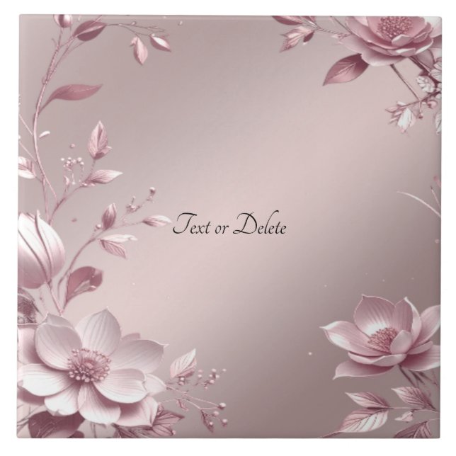 Delicate Pink Floral Ceramic Tile (Frente)