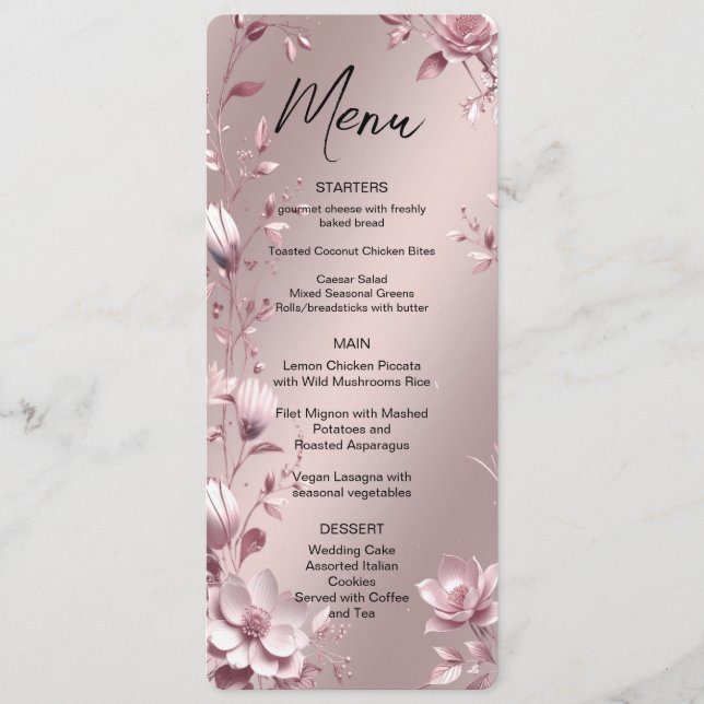 Delicate Pink Floral Frame Menu (Frente)