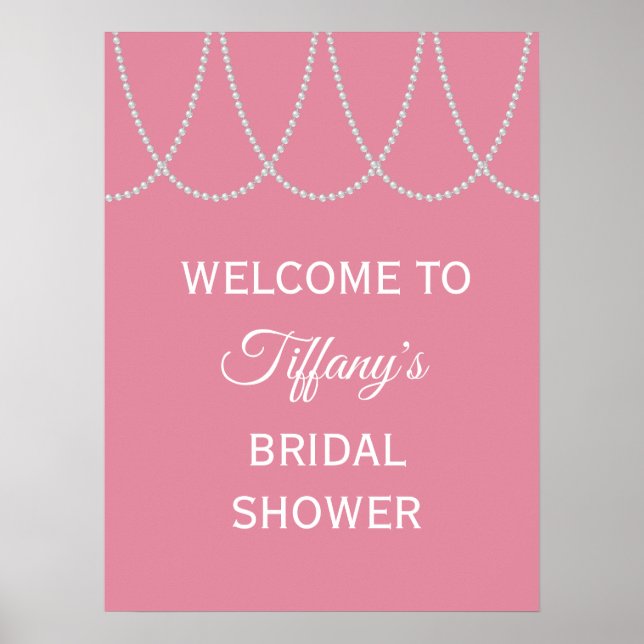 Delicate Pink Pearls Bridal Shower Poster (Frente)