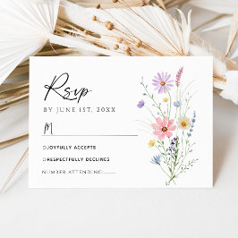 Delicate Wildflower Garden Wedding RSVP Card