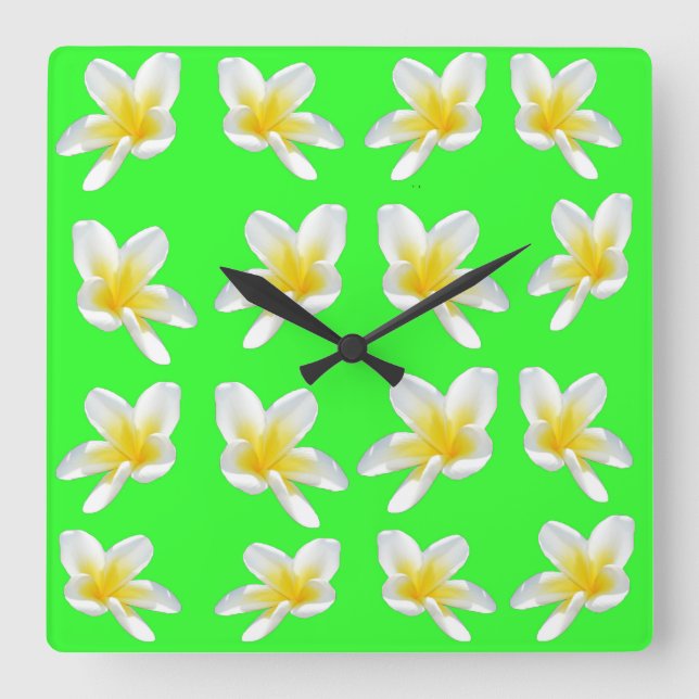 Delícia de Frangipani Verde, Relógio de Parede Qua (Frente)