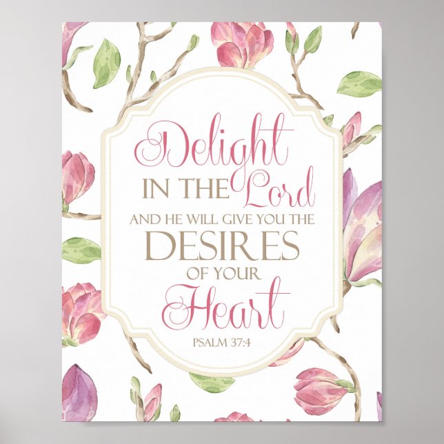 Delícia no Senhor, Watercolor Floral Poster (Frente)