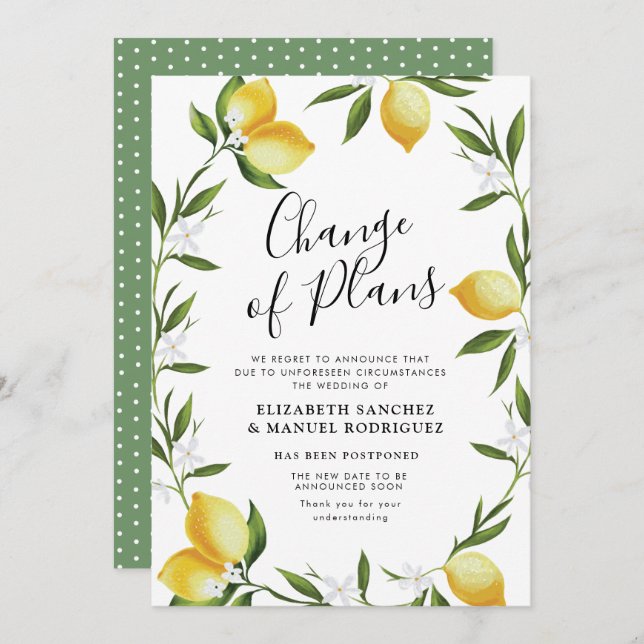 deliciosa folhagem de limão cartão de casamento ad (Frente/Verso)