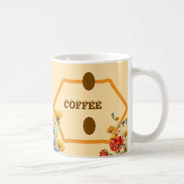 Deliciosos Grãos de Café & Adesivo de Caneca Flora (Direita)
