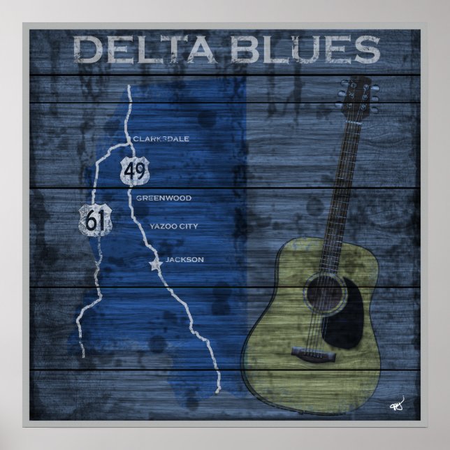 Delta Blues Grunge Blues Rodovia Poster (Frente)