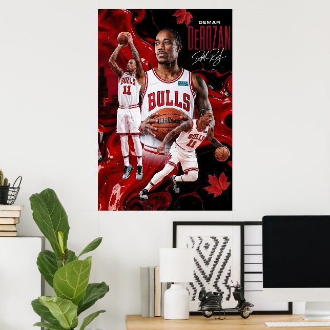 DeMar DeRozan Chicago Bulls Dynamic Poster Art (Escritório em casa)