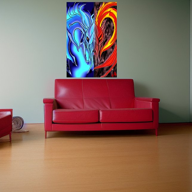 Demônio da água e do fogo | AI Art Poster (Criador carregado)