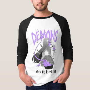 demónios melhora a camisa leve do Raglan T