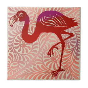 DeMorgan Ruby Luster Bird Flamingo 1880s Repro