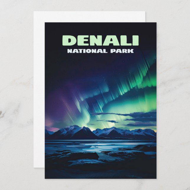 Denali National Park Alaska Norte Lights Retro (Frente/Verso)