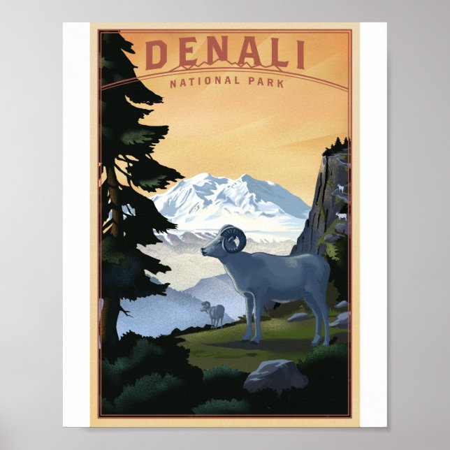 Denali National Park Litho Trabalho de arte Poster (Frente)