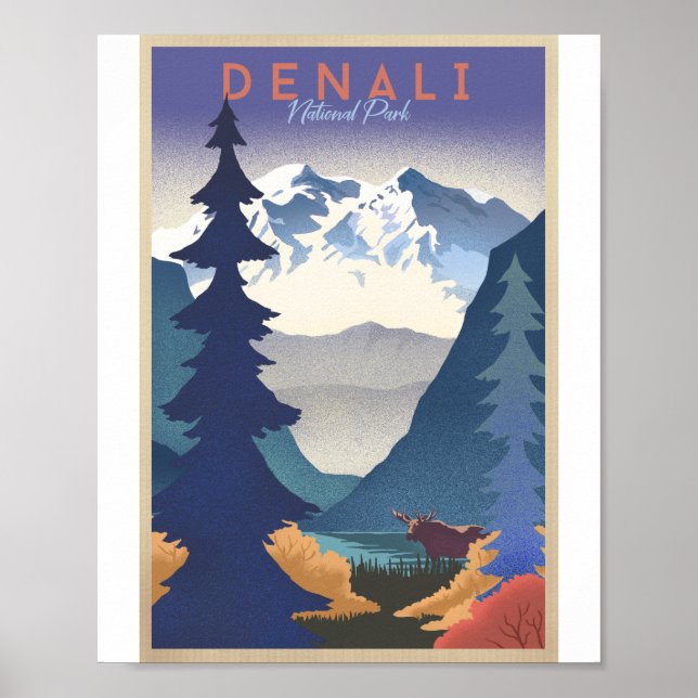 Denali National Park Litho Trabalho de arte Poster (Frente)