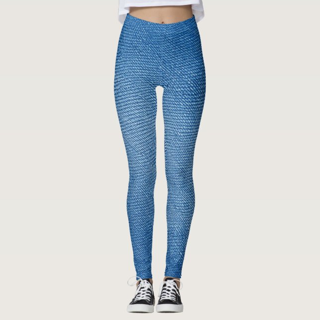 Denim Blue Jeans Pattern All-Over-Print Leggings (Frente)