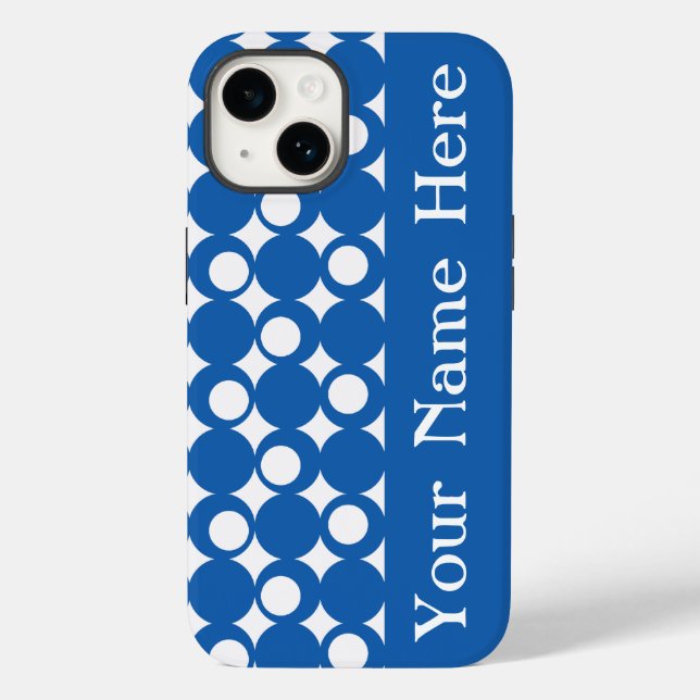 Denim Blue Mod Ball Design com nome (Verso)